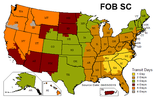 South Carolina Shipping map